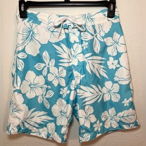 Old Navy Men’s VINTAGE Hibiscus Flower Swim Shorts - Hibiscus Blue - Size Small
